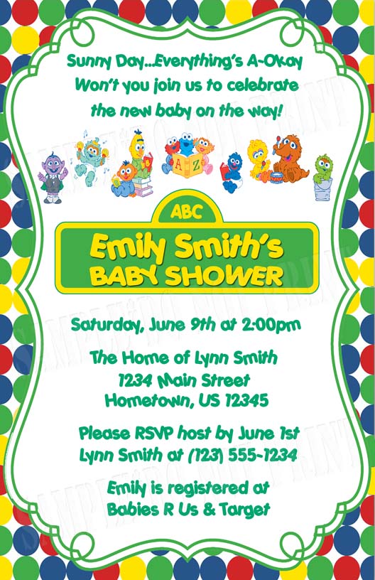 ... Polka Dot Sesame Street Baby Shower Invitations - DIY Printable