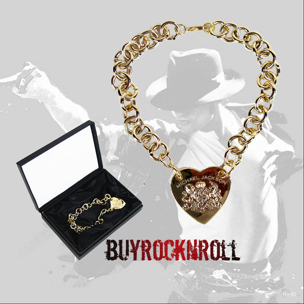 Michael Jackson Collectors Memorabilia Gold Heart Bracelet in