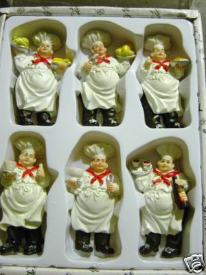 kitchen accessories chef theme on Daliaswatches   New 6 Pc Italian Fat Chef Magnets  Kitchen Decor