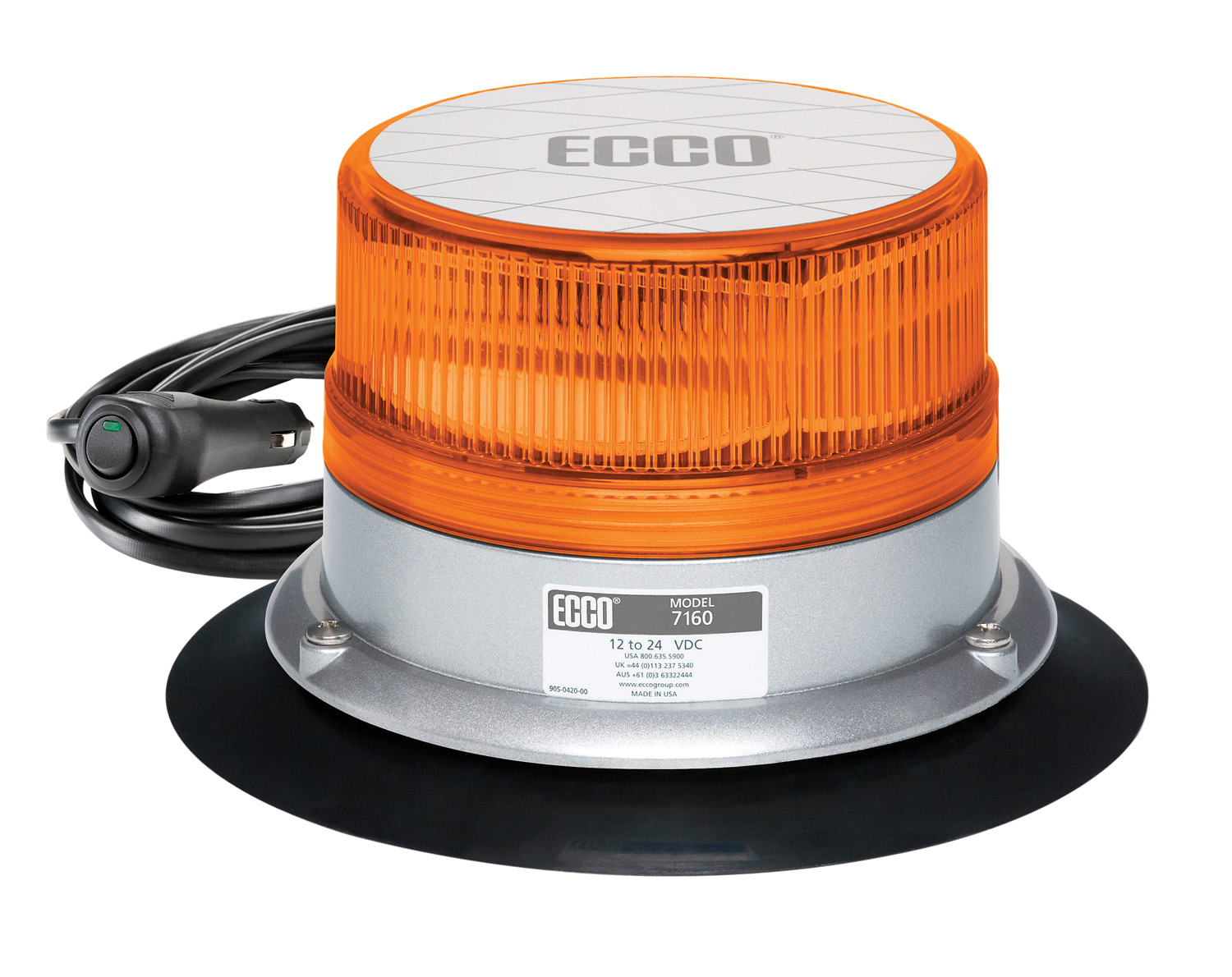 Ecco 7160AVM Mount Amber Reflex LED Beacon Strobe Light Lamp