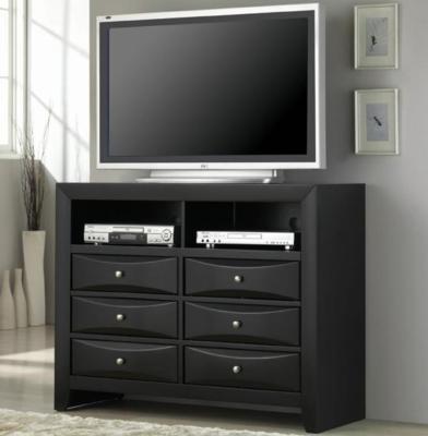  com/FurnitureMail : Black Wood Storage Drawer TV Stand Media Chest New