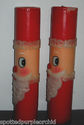 Lot 2 Vtg Pillar Candles Santa Claus Face Textured