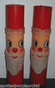 Lot 2 Vtg Pillar Candles Santa Claus Face Textured