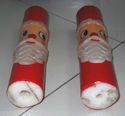 Lot 2 Vtg Pillar Candles Santa Claus Face Textured