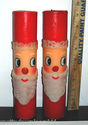 Lot 2 Vtg Pillar Candles Santa Claus Face Textured