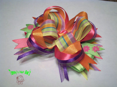 NEW PINK GREEN NEON LOOPY BOUTIQUE GIRLS HAIR BOW