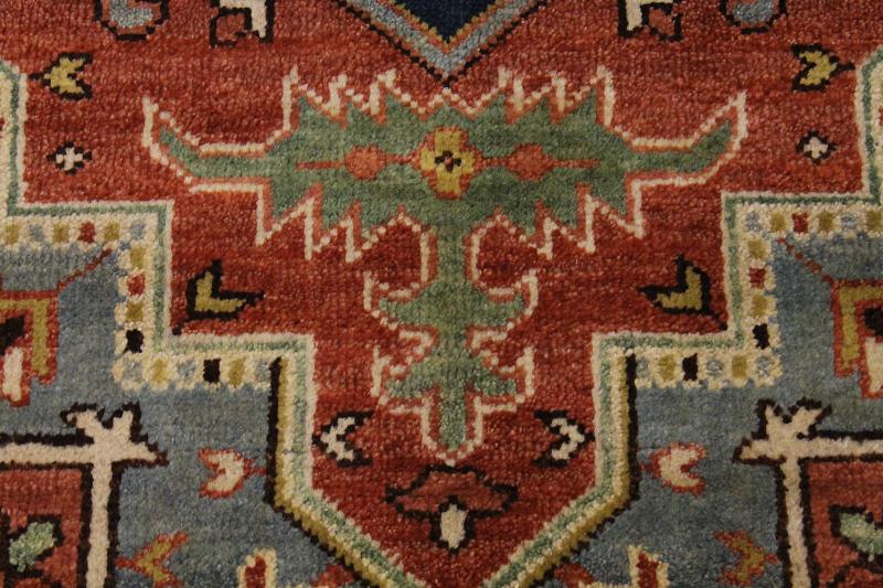LIGHT BLUE & RUST COLOR 4X6 HERIZ SERAPI PERSIAN ORIENTAL AREA RUG WOOL
