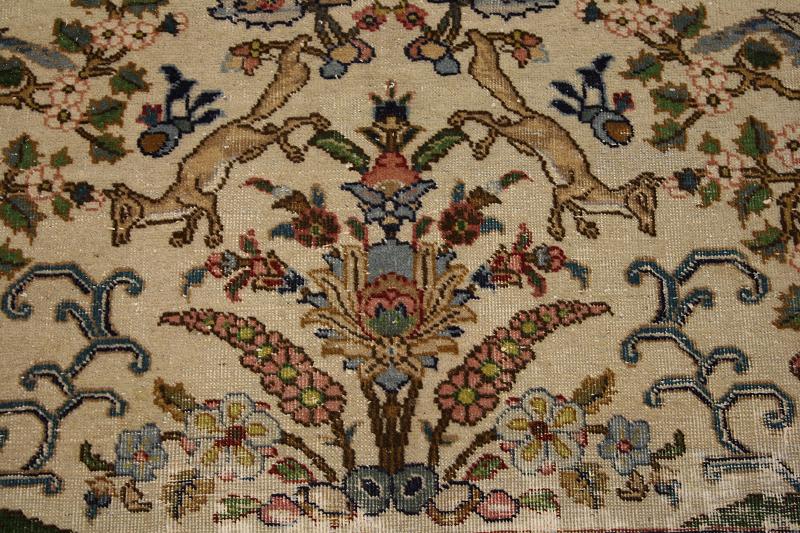 ANTIQUE ANIMAL DESIGN 11X15 TABRIZ PERSIAN ORIENTAL RUG WOOL CARPET