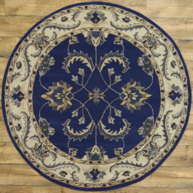 100 Wool Classic Floral Blue 6x6 Tabriz Agra Persian Oriental Area Rug