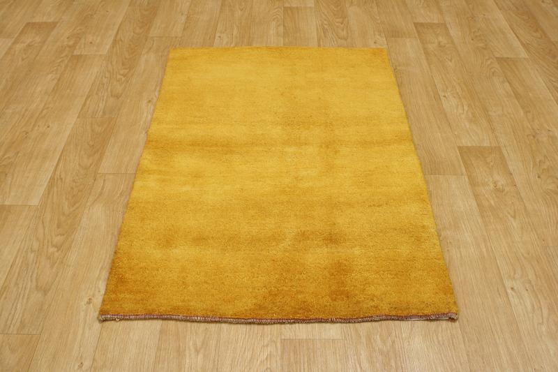 PLAIN DESIGN GOLD COLOR 3X5 GABBEH PERSIAN ORIENTAL AREA RUG WOOL