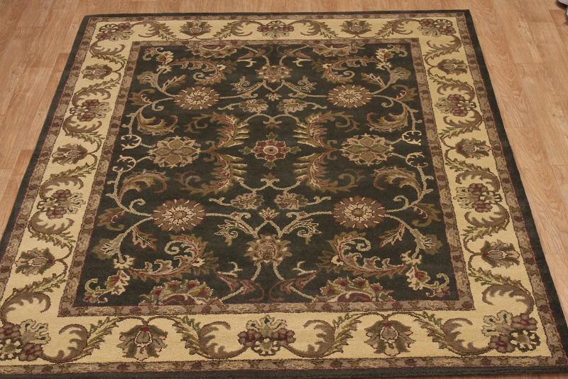 DARK GREEN ALLOVER FLORAL 8X10 KASHAN PERSIAN ORIENTAL AREA RUG WOOL