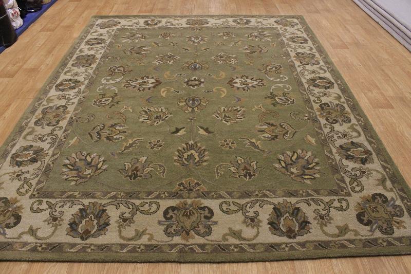 Sage Green Allover Floral 8x10 Kashan Persian Oriental Area Rug Wool