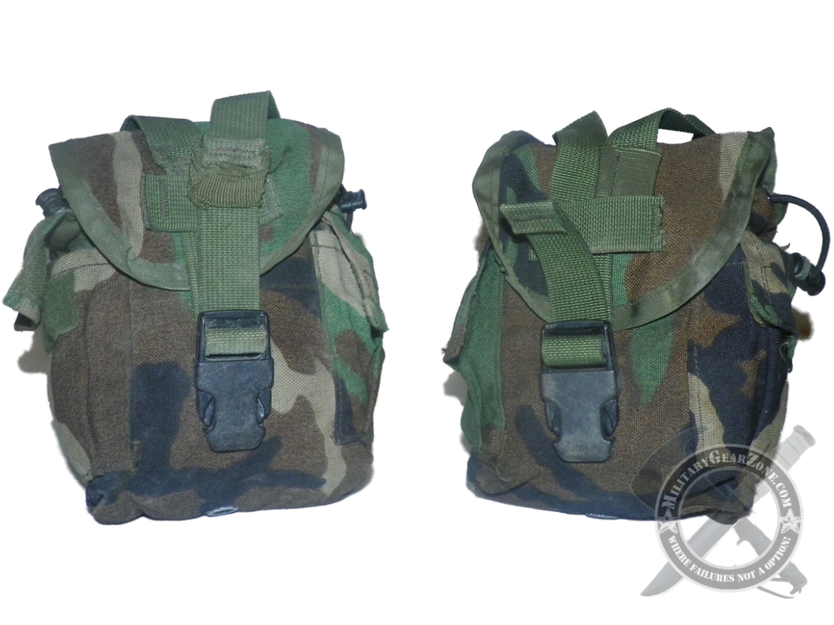 2 MOLLE II Canteen Carrier Utility Pouch Woodland Camo BDU Genuine US