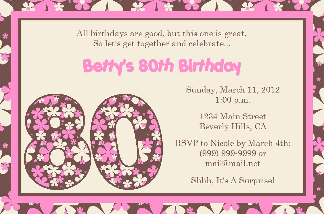 Quotes For 80th Birthday Invitation. QuotesGram