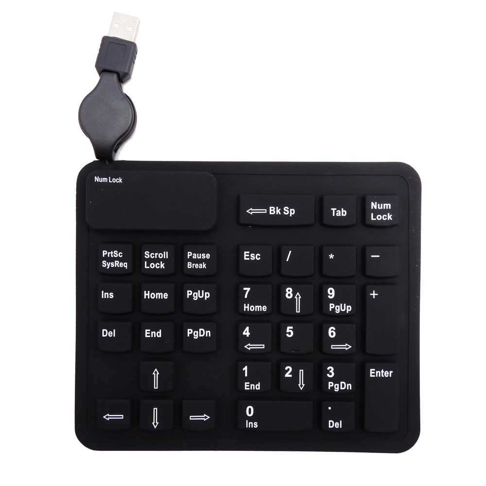Silicone Flexible USB 32 Keys Extended Numeric Keypad w/ Retractable