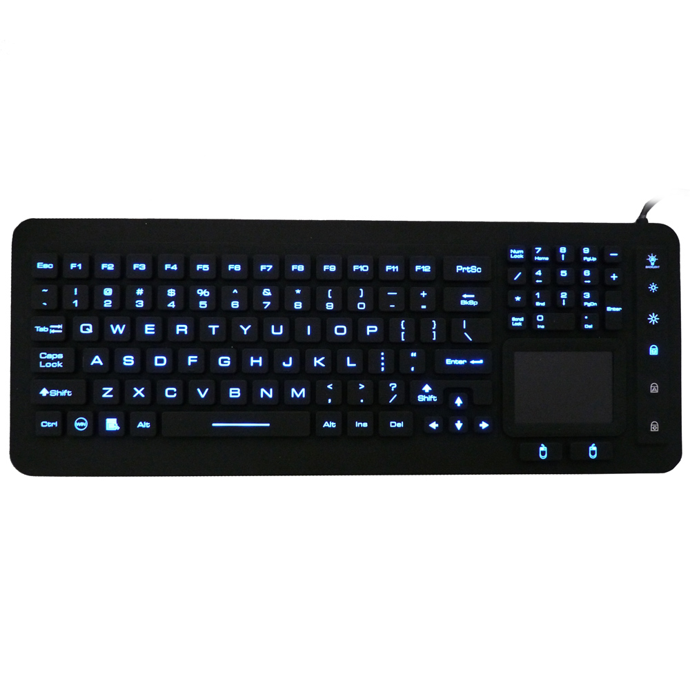 Waterproof Silicone Full Size LED Backlit Keyboard JHIKB98BL w