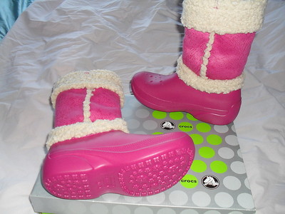 Boots Toddler Girls on Thelittleredtruck   New Girls Nadia Crocs Boots Winter Warm Fluffy