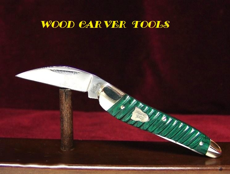 Wood Carver Tools 3.75" Hunter Green 2Bl Wharncliffe Whittling Pocket
