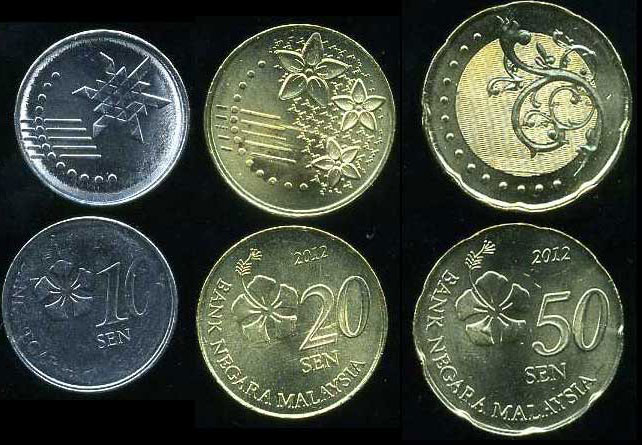 Malaysia Set 3 Coins 10 20 50 Sen 2012 UNC