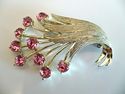 LARGE pink RHINESTONES gold FLOWER bouquet - BROOC