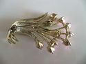 LARGE pink RHINESTONES gold FLOWER bouquet - BROOC