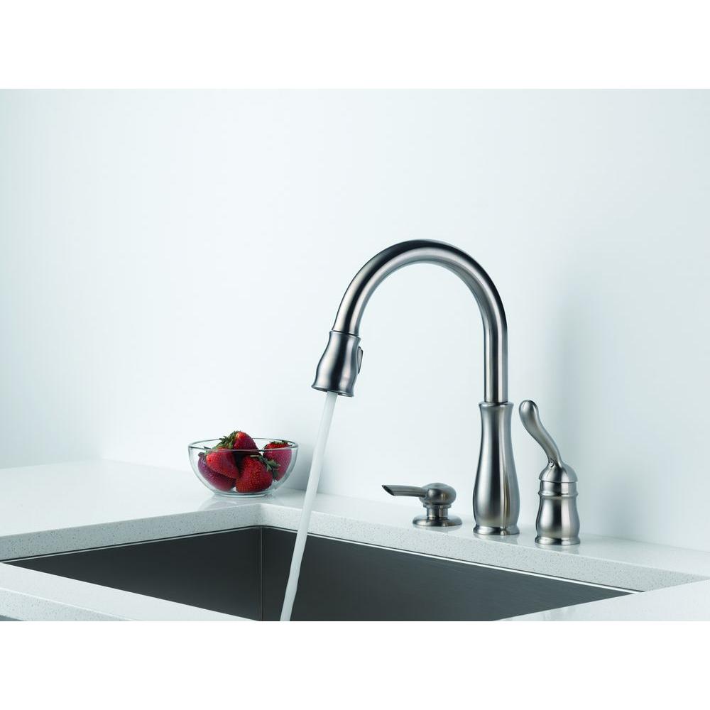 Delta Leland 978SSSDDST Pull Down Kitchen Faucet Soap Dispenser