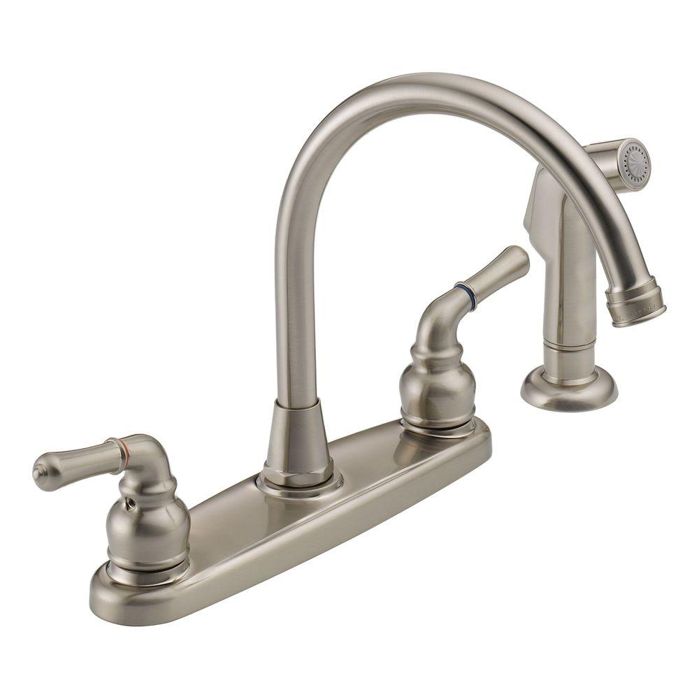 Peerless WAS01XNS 2-Handle Side Sprayer Kitchen Faucet in ...