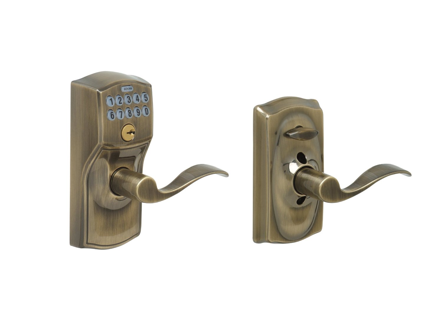 Schlage FE595 CAM 609 ACC Camelot Keypad Entry Brass Flex-Lock & Accent