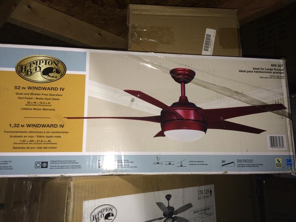 Hampton Bay 66266 Windward IV 52 in. Red Ceiling Fan PPPWAE , Avi Depot