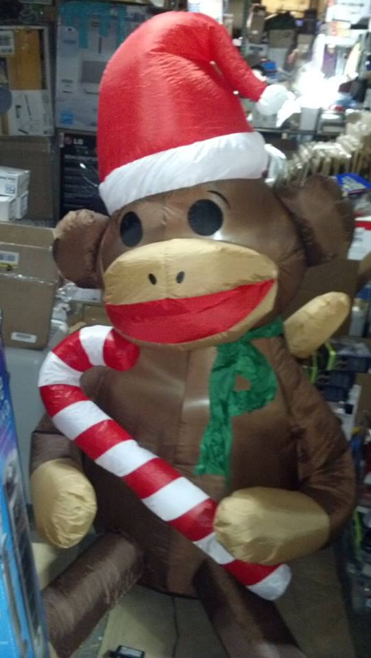 Gemmy Home Accents Holiday 6 ft. Lighted Sock Monkey Airblown 85716 PPPA, Avi Depot=Much More