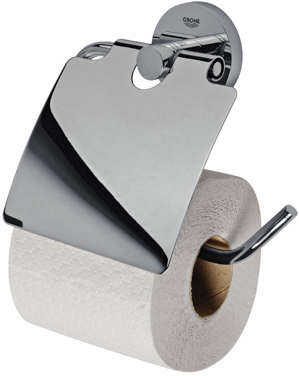 GROHE 40367000 Essentials Single Post Toilet Paper Holder in Starlight Chrome PPPAE, Avi Depot