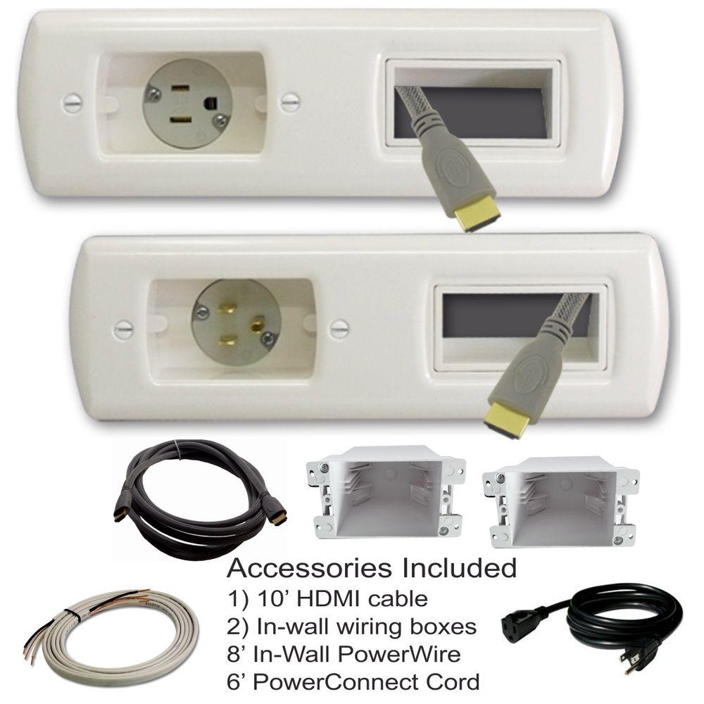 PowerBridge TSPBIWRWH InWall Power and Cable Management Kit with 10