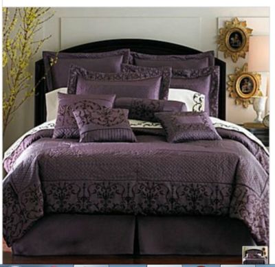 Queen Bedding   on Winstone 16pc  Comforter Set Queen Plum New   Dealsplusdiscounts