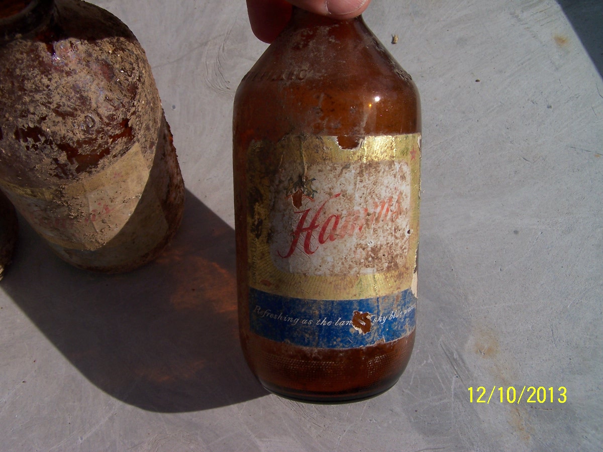 Old Vintage Hamms beer bottles Early 1960's buried underground for 50