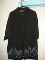 Mens  black shirt with blue/grey flame design