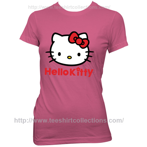 Hello Kitty White Japanese Bobtail Cat Logo Symbol Women Pink T-Shirt