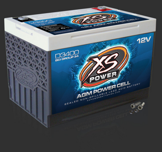 XS Power D3400 12 Volt BCI Group 34 AGM Battery, M6 Terminal Hardware