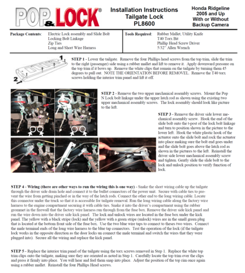 Pop n lock tailgate lock honda ridgeline #4
