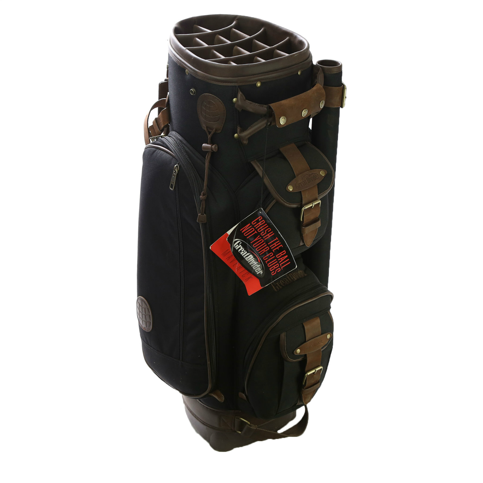 Great Divider Maverick Golf Cart Bag 9.5" 14Way Top Black/Brown 7 Pockets eBay