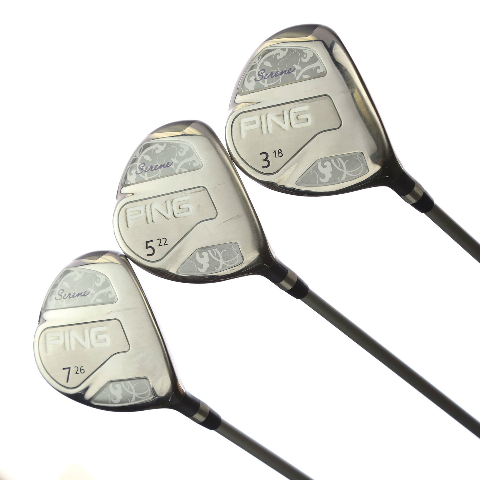 Right Hand Ping Serene 3W, 5W, 7W Fairway Wood Set ULT210 Ladies Flex