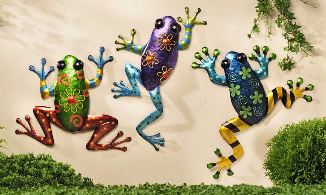 New Metal TREE FROG GARDEN PLAQUE Outdoor Art Picture 18 x 21 Patio