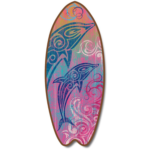 New Rainbow Surfboard Tribal Dolphins Sign Beach Wall Art Coastal