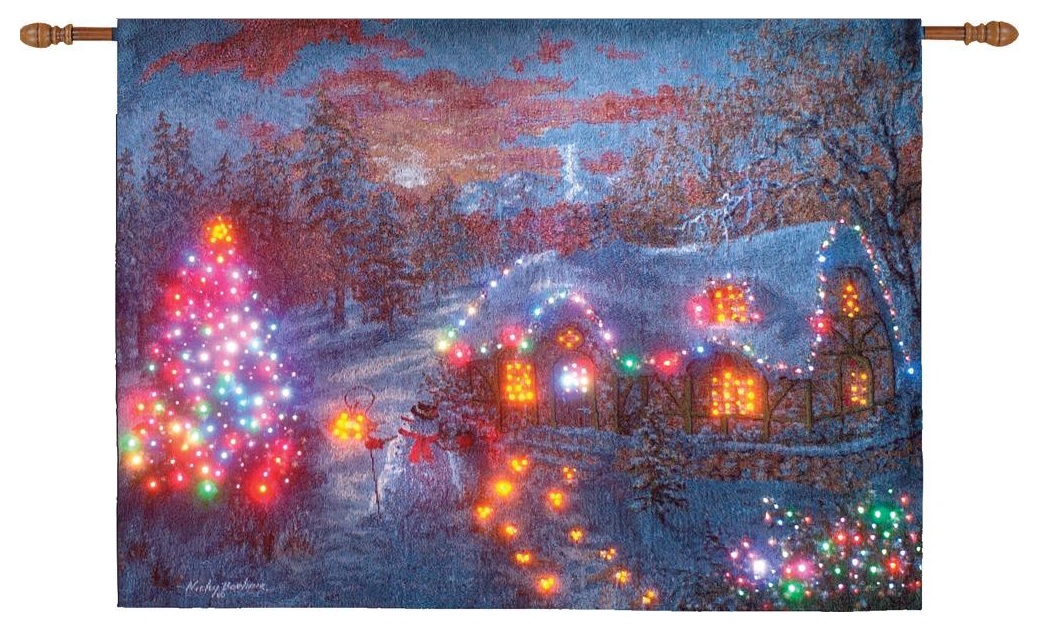 christmas cottage fiber optic lighted wall hanging christmas cottage fiber optic lighted wall hanging
