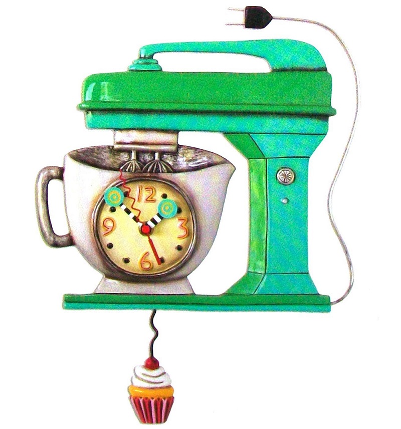 "Vintage Mixer Green" Wall Clock Allen Designs Kitchen Whimsical Wall Clock