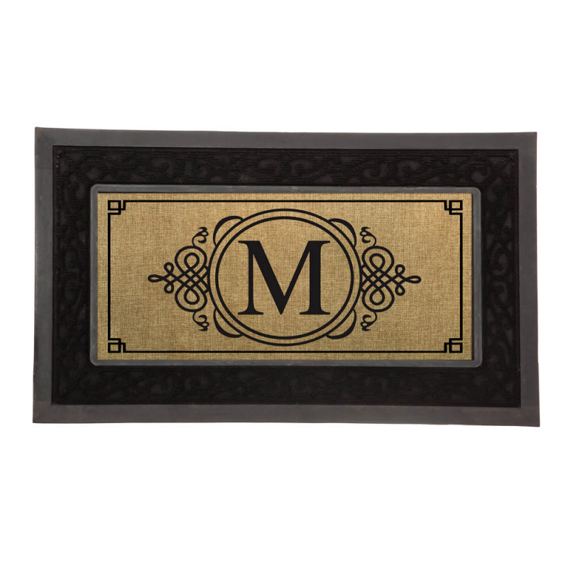 Doormat Monogram 16 Assorted Initials Poly Burlap Outdoors Rug Floor 