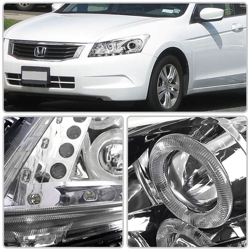 HID Xenon + 0812 Honda Accord 4DR Sedan LED DRL Halo Projector Headlights