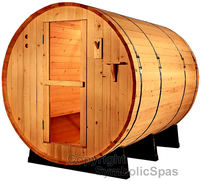 4 PERSON OUTDOOR 6' BARREL STEAM SAUNA 6KW Wet Dry Heat Pine Wood Lava
