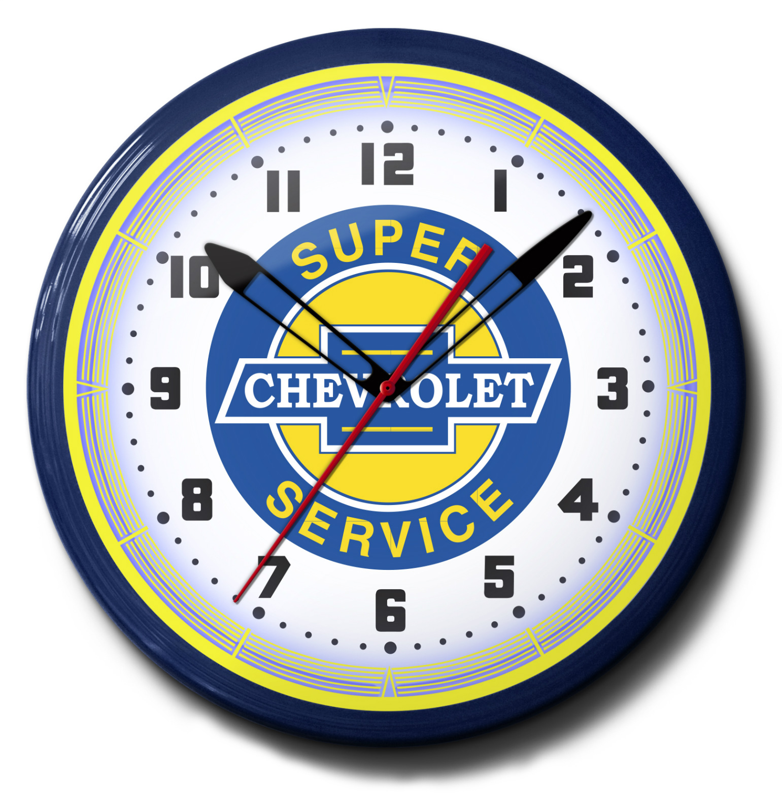 CHEVY SUPER SERVICE Neon 20" Wall Clock Made in the USA 1 Year