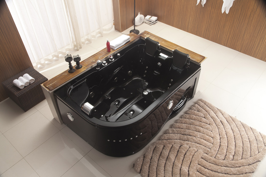 2 Person Bathtub Black Whirlpool Hot Tub Spa Hydrotherapy