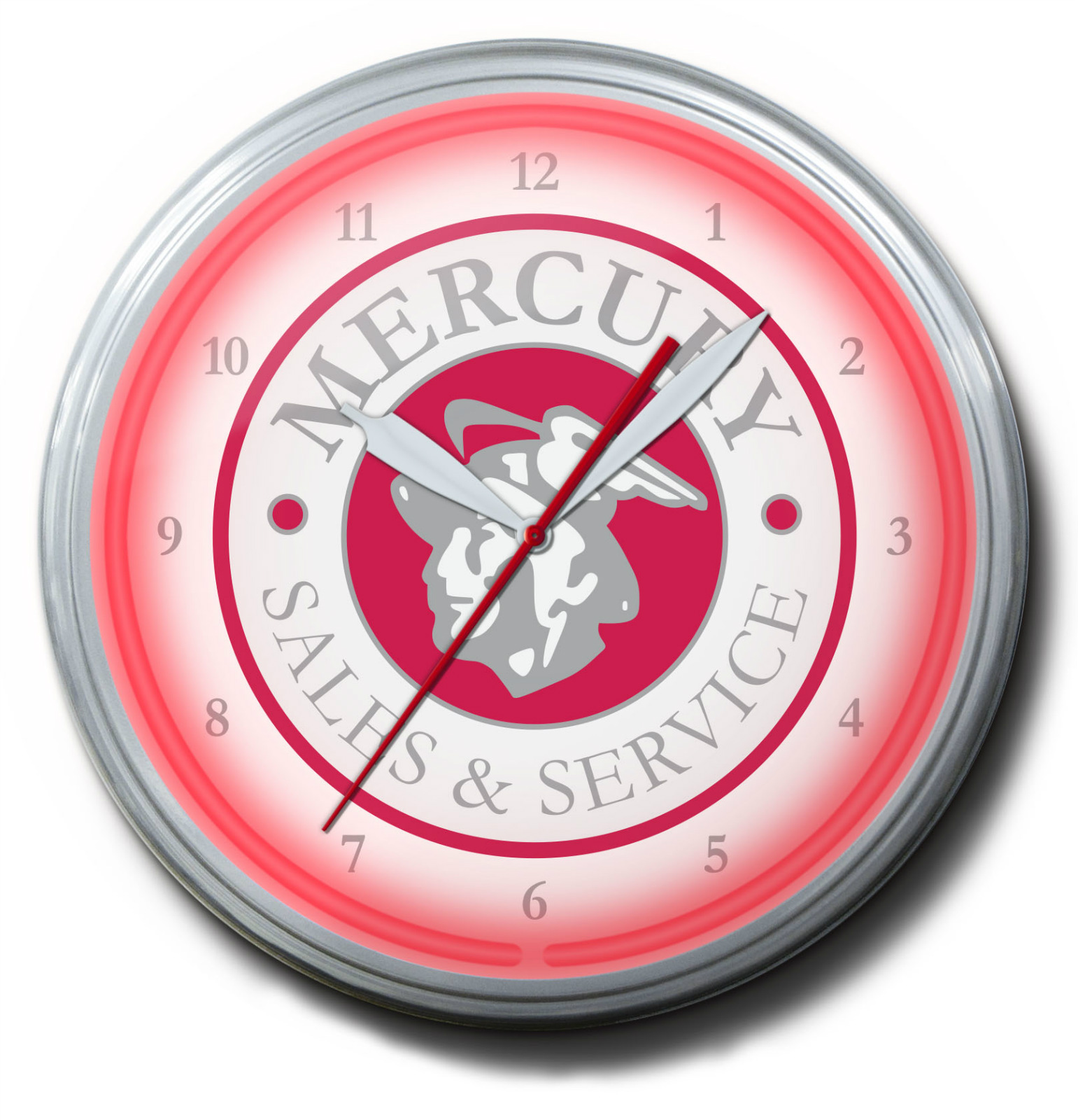 MERCURY SALES SERVICE Neon 20" Wall Clock Made in the USA 1 Year